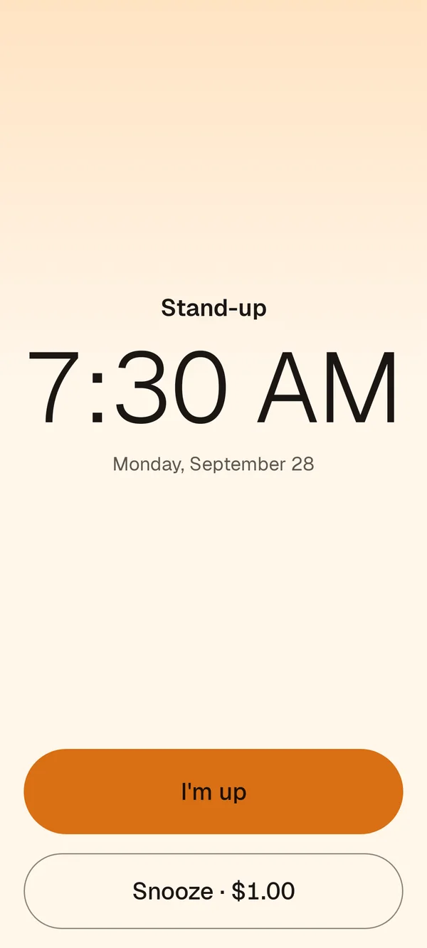 The ringing alarm: I'm up, or Snooze for $1.00